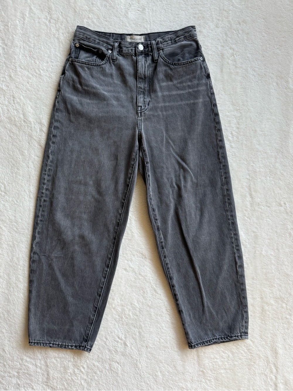 Madewell The Balloon Jean Black Frost Washed Black Barrel Leg Jeans 27